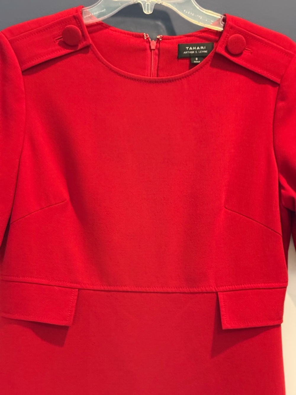 Tahari ASL Scarlet Red Short Sleeve Sheath Mini Dress Size 8 - Picture 2 of 7